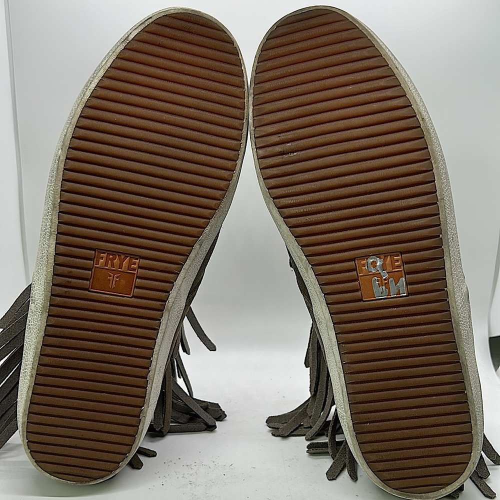 Frye Men’s Quarter Top Taupe Ash Suede Fringe Moccasins Boots Shoes **Sz 8.5M** - Picture 6 of 7